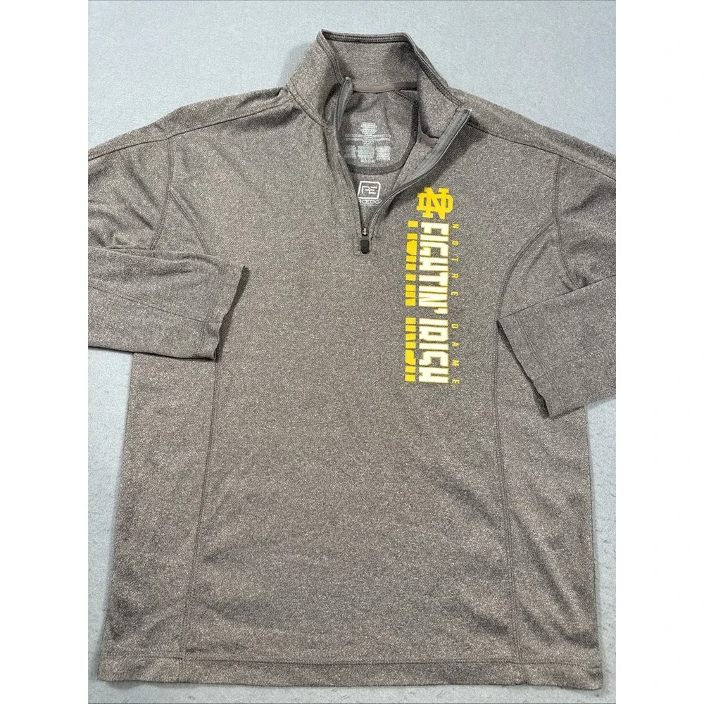 Notre Dame Fighting Irish 1/4 Zip Pullover Shirt GRAY Men's LARGE PROCEDGE
